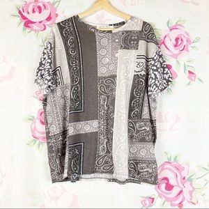 NEW Free People Bandana Clarity Charcoal Shirt S